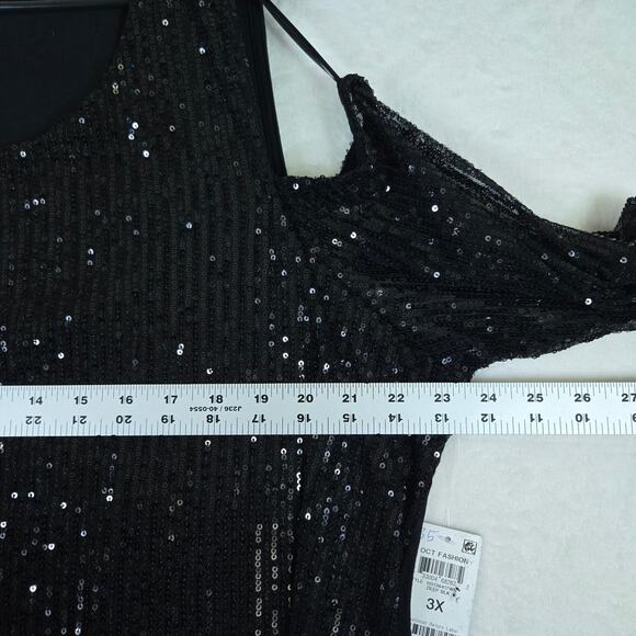 JM Collection Sequin Cold Shoulder Womens Top 3XL 0666 - Picture 6 of 9